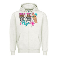 Oatmeal Heather nail tech life bbs Zipper Hoodie - BundleAndBundleShop