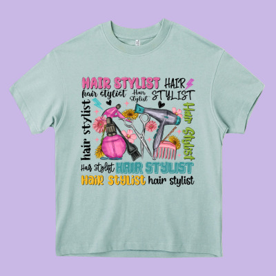 Hair Stylist Typography Heavy Core Tee Designed By Maliassmallbusiness