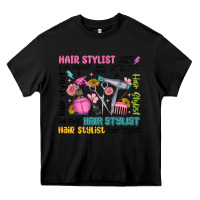 Black hair stylist typography Heavy Core Tee - MaliasSmallBusiness
