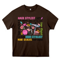 Chocolate Brown hair stylist typography Heavy Core Tee - MaliasSmallBusiness