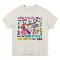 Cream hair stylist typography Heavy Core Tee - MaliasSmallBusiness