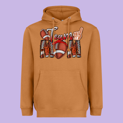 Team Mom Heavyweight Hoodie Designed By Cowhidedigitalart