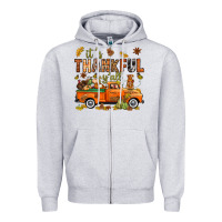 Heather Grey it's thankful y'all with truck bbs Zipper Hoodie - BundleAndBundleShop
