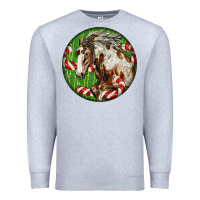 Heather Grey Horse Christmas Premium Sweatshirt - LillyAllenDesigns