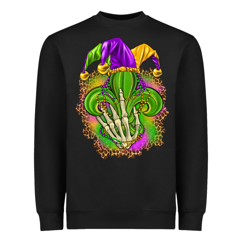 Mardi Gras With Skeleton Hand Heavyweight Sweatshirt by HowdyJamesFarm | Teevron