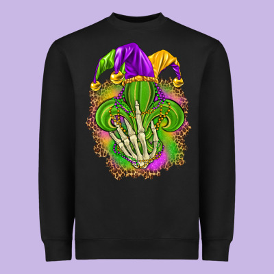 Mardi Gras With Skeleton Hand Heavyweight Sweatshirt Designed By Howdyjamesfarm