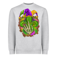 Heather Grey Mardi Gras with skeleton hand Heavyweight Sweatshirt - HowdyJamesFarm