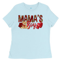 Baby Blue mamas boy with leopard Ladies Tee - NancyCooperArtShop