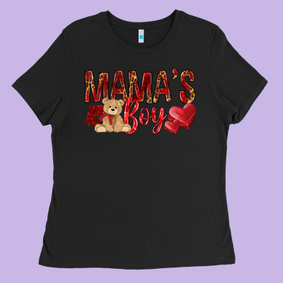 Mamas Boy With Leopard Ladies Tee Designed By Nancycooperartshop