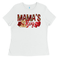 White mamas boy with leopard Ladies Tee - NancyCooperArtShop