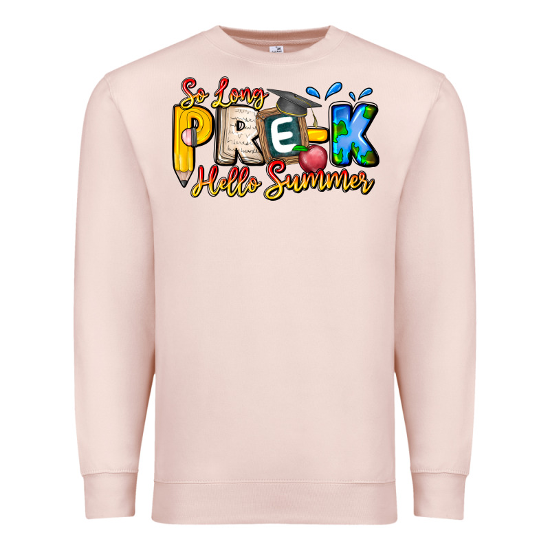 So Long Pre K Hello Summer Premium Sweatshirt by CowhideDigitalArt | Teevron