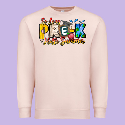 So Long Pre K Hello Summer Premium Sweatshirt Designed By Cowhidedigitalart