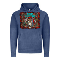 Vintage Denim merry christmas bull skull Vintage Hoodie - RanaPortraitStore