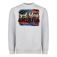 Heather Grey God bless America  4th of July Heavyweight Sweatshirt - CowGirlArtShop