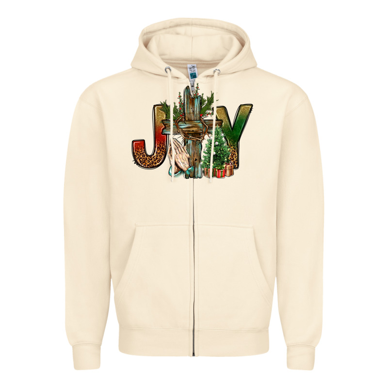 Joy Christmas With Cross Bbs Zipper Hoodie by BundleAndBundleShop | Teevron