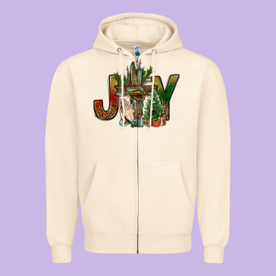 Joy Christmas With Cross Bbs Zipper Hoodie Designed By Bundleandbundleshop