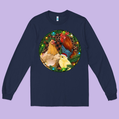 Christmas Chick Family Long Sleeve Tee Designed By Ranaportraitstore