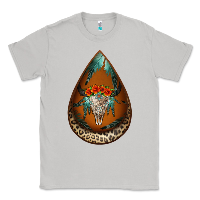 Leopard Bullskull Teardrop Earrings Classic Tee by Jasminsmagicworld | Teevron