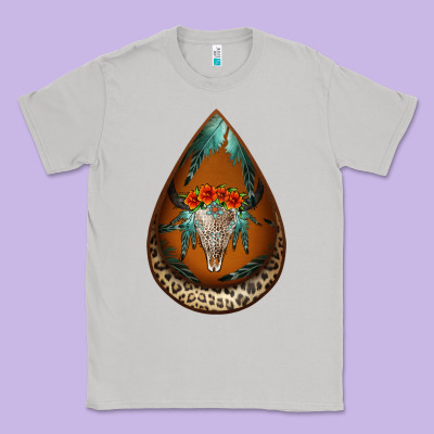 Leopard Bullskull Teardrop Earrings Classic Tee Designed By Jasminsmagicworld