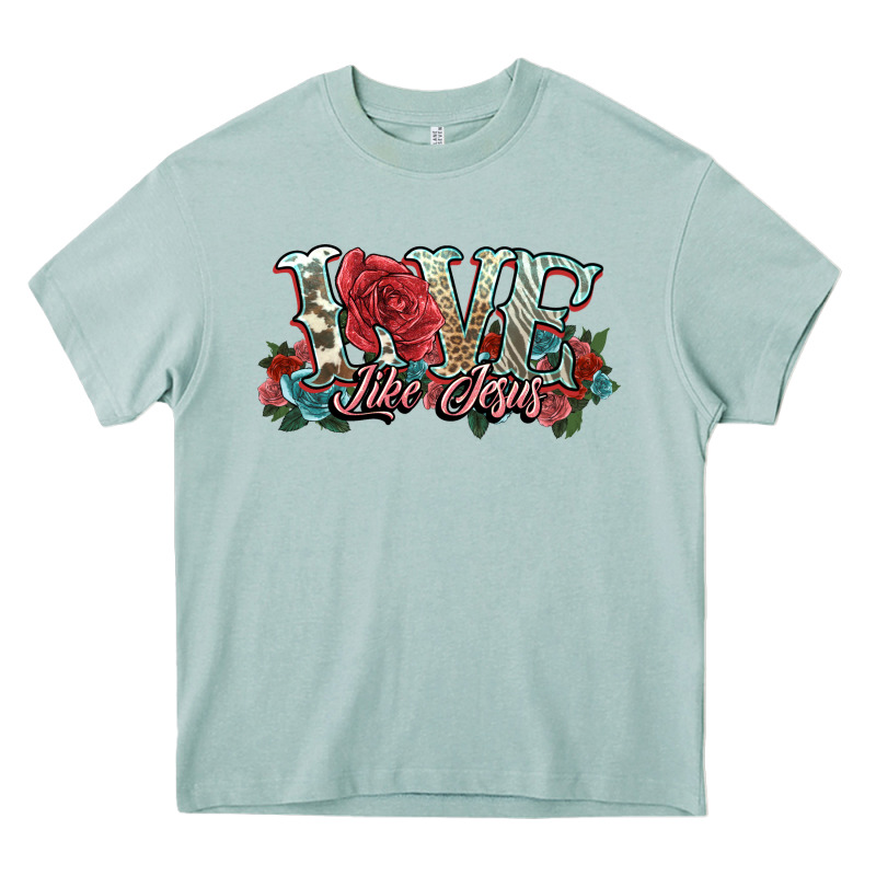 Love Like Jesus Roses Heavy Core Tee by NancyCooperArtShop | Teevron