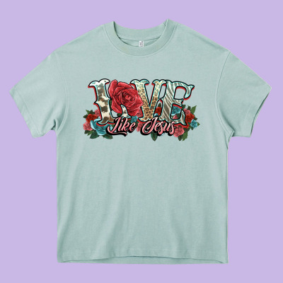Love Like Jesus Roses Heavy Core Tee Designed By Nancycooperartshop
