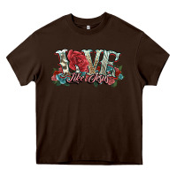 Chocolate Brown love like jesus roses Heavy Core Tee - NancyCooperArtShop