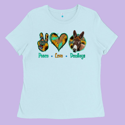 Peace Love Donkeys Ladies Tee Designed By Jasminsmagicworld