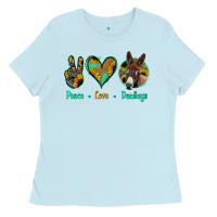 Baby Blue Peace Love Donkeys Ladies Tee - Jasminsmagicworld