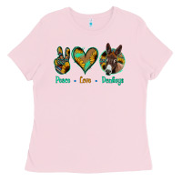 Bubblegum Pink Peace Love Donkeys Ladies Tee - Jasminsmagicworld