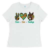 White Peace Love Donkeys Ladies Tee - Jasminsmagicworld