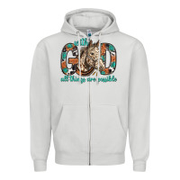 Dove Grey with god all things are possible with horse bbs Zipper Hoodie - BundleAndBundleShop