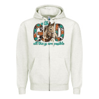 Oatmeal Heather with god all things are possible with horse bbs Zipper Hoodie - BundleAndBundleShop