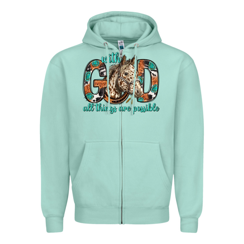 With God All Things Are Possible With Horse Bbs Zipper Hoodie by BundleAndBundleShop | Teevron