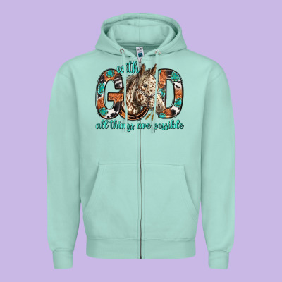 With God All Things Are Possible With Horse Bbs Zipper Hoodie Designed By Bundleandbundleshop