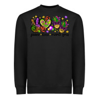 Black Peace Love Mardi Gras Heavyweight Sweatshirt - HowdyJamesFarm