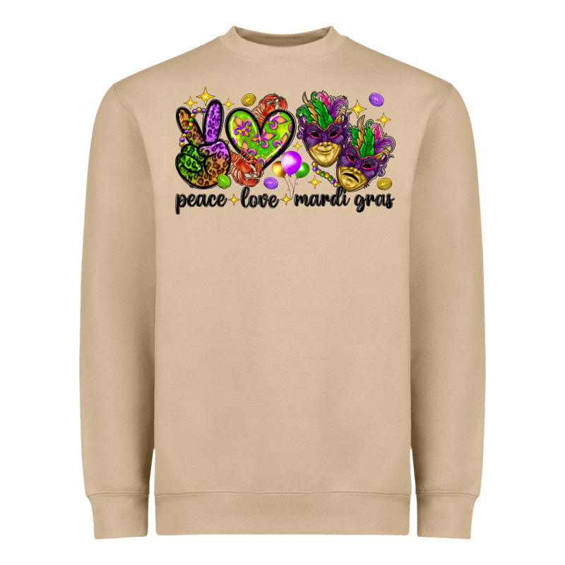 Peace Love Mardi Gras Heavyweight Sweatshirt by HowdyJamesFarm | Teevron