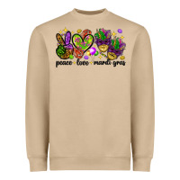 Mushroom Peace Love Mardi Gras Heavyweight Sweatshirt - HowdyJamesFarm