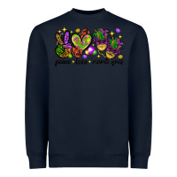 Navy Peace Love Mardi Gras Heavyweight Sweatshirt - HowdyJamesFarm