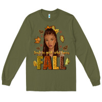 Army Green Just a girl who loves Fall afro woman Long Sleeve Tee - NancyCooperArtShop