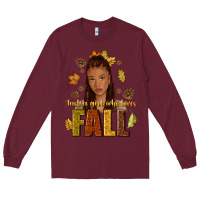 Burgundy Just a girl who loves Fall afro woman Long Sleeve Tee - NancyCooperArtShop