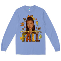 Colony Blue Just a girl who loves Fall afro woman Long Sleeve Tee - NancyCooperArtShop