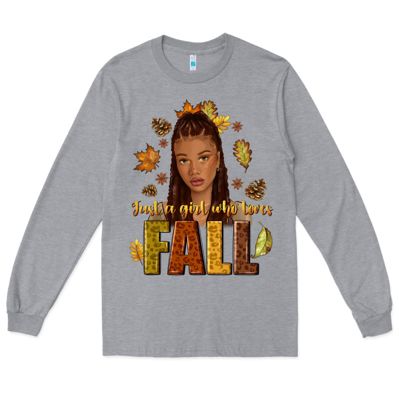 Just A Girl Who Loves Fall Afro Woman Long Sleeve Tee by NancyCooperArtShop | Teevron