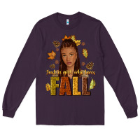 Plum Just a girl who loves Fall afro woman Long Sleeve Tee - NancyCooperArtShop