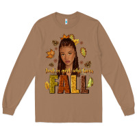 Toasted Coconut Just a girl who loves Fall afro woman Long Sleeve Tee - NancyCooperArtShop