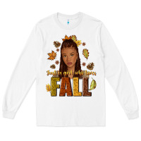 White Just a girl who loves Fall afro woman Long Sleeve Tee - NancyCooperArtShop
