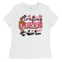 White crafting queen Ladies Tee - NancyCooperArtShop