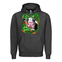 Charcoal Heather St. Patrick's day cow Zipper Hoodie - FaDigitalArtStudio