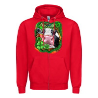 Red St. Patrick's day cow Zipper Hoodie - FaDigitalArtStudio