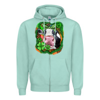 Seafoam St. Patrick's day cow Zipper Hoodie - FaDigitalArtStudio