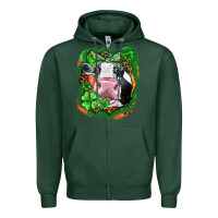 Sports Green St. Patrick's day cow Zipper Hoodie - FaDigitalArtStudio